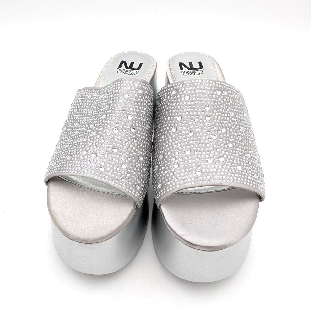 Ninety Union Bahamas Embellished Platform Sandal Women's Silver Size US9 EU40 - Picture 2 of 12